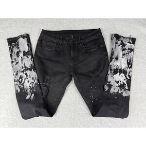 Young & Reckless Black  Distressed Jeans Paint Splatter Grunge 30/32 Men’s